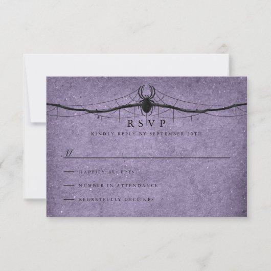 Gothic Spider Halloween Wedding RSVP (Vorderseite)