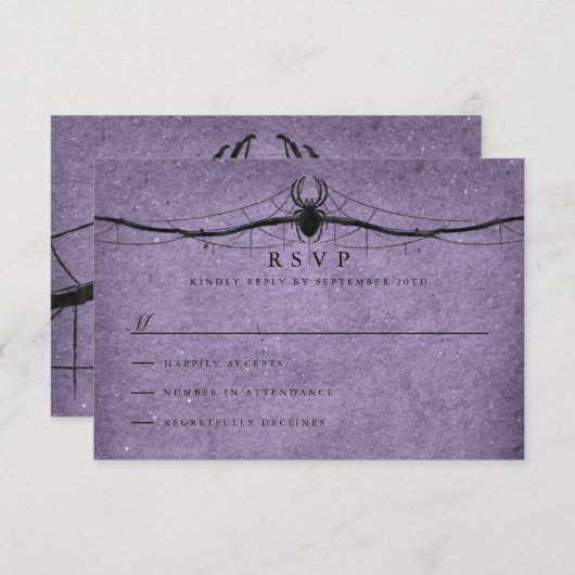 Gothic Spider Halloween Wedding RSVP (Vorne/Hinten)