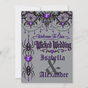 Gothic Spider Lila Halloween Hochzeits-Einladung Einladung