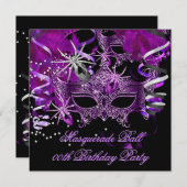 Gothic Spider Masquerade Maske Lila Schwarz Einladung (Vorne/Hinten)