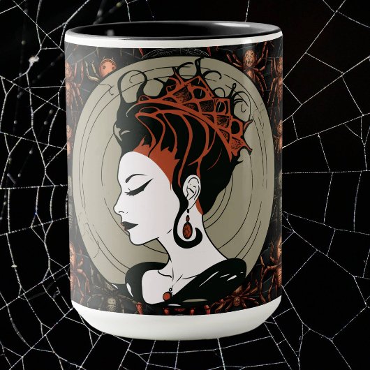 Gothic Spider Queen, Dark and Eleganto Halloween Tasse