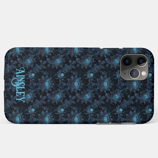 Gothic Spider Web Floral Black and Blue Case-Mate iPhone Hülle (Rückseite (Horizontal))