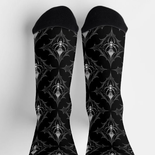 Gothic Spider Web Schwarz-Weiß Socken (Oben)