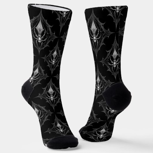 Gothic Spider Web Schwarz-Weiß Socken (Gewinkelt)