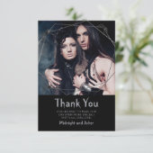 Gothic Spiders Foto Wedding Dankeskarte (Stehend Vorderseite)