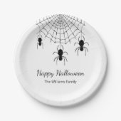 Gothic Spiders Schwarz-weißes Halloween-Party Pappteller (Vorderseite)