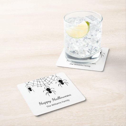 Gothic Spiders Schwarz-weißes Halloween-Party Rechteckiger Pappuntersetzer (Vor Ort)