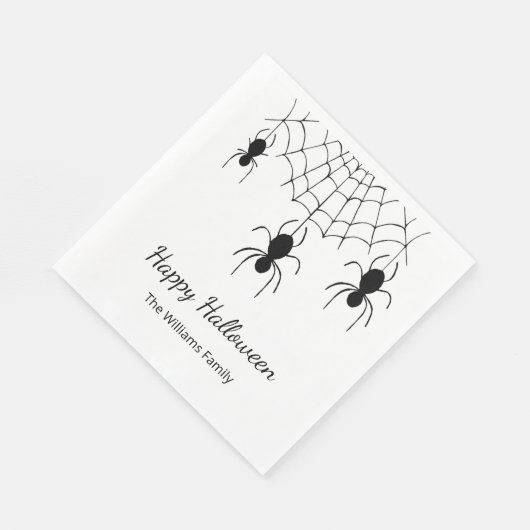 Gothic Spiders Schwarz-weißes Halloween-Party Serviette (Ecke)