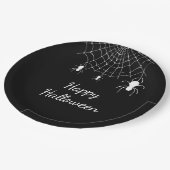 Gothic Spiders Simple Schwarz-weiß Happy Halloween Pappteller (Schrägansicht)