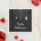 Gothic Spiders Simple Schwarz-weiß Happy Halloween Serviette (Beispiel)
