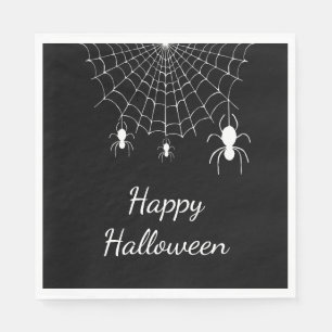 Gothic Spiders Simple Schwarz-weiß Happy Halloween Serviette