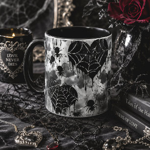 Gothic Spinnennetz-Herzen Grusel Liebe Tasse