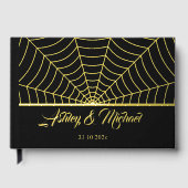 Gothic Spinnweb Custom Wedding Black Gold Folie Gästebuch (Vorderseite)