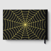 Gothic Spinnweb Monogram Wedding Black Gold Folie Gästebuch (Rückseite)