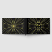 Gothic Spinnweb Monogram Wedding Black Gold Folie Gästebuch (Voll)