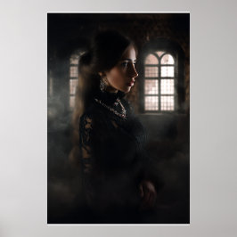 Gothic-Spitzen-Frau Nebulöse Stein Kammer Poster