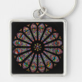 Gothic Splendor: Saint-Remi Rose Window Schlüssela Schlüsselanhänger (Vorne)