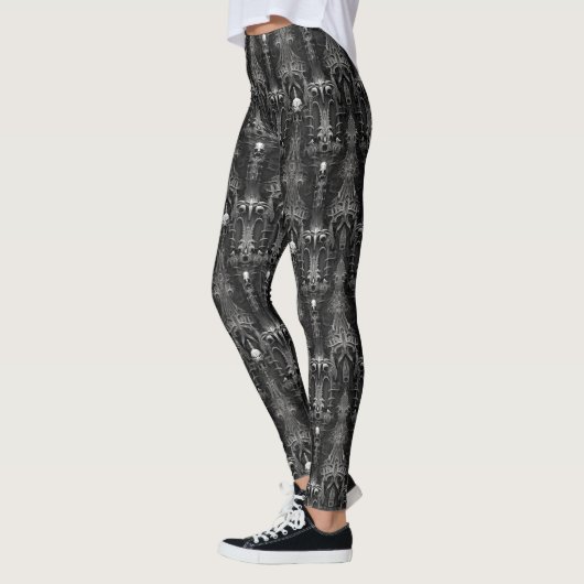 Gothic Spooky Architecture Dark Alien Spider Web Leggings (Links)