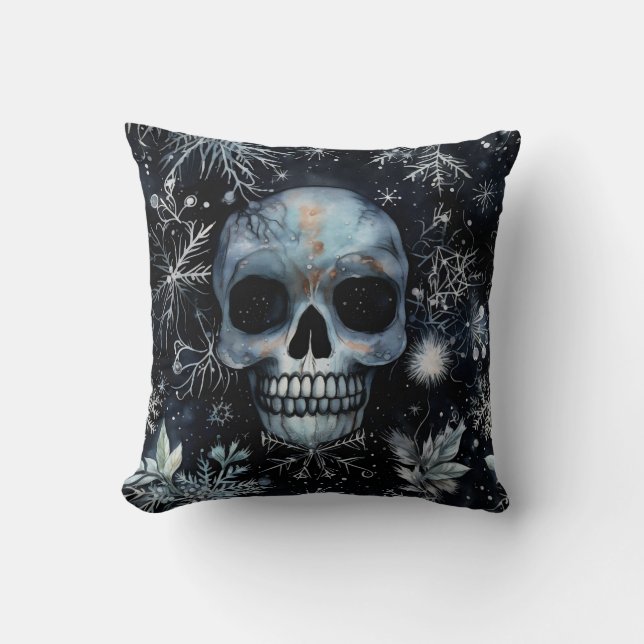 Gothic Spooky Christmas Skull Kissen (Vorderseite)