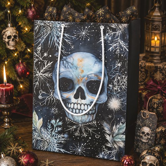 Gothic Spooky Christmas Skull Mittlere Geschenktüte
