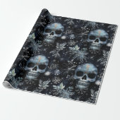 Gothic Spooky Christmas Skulls Geschenkpapier (Ungerollt)