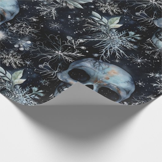 Gothic Spooky Christmas Skulls Geschenkpapier (Ecke)