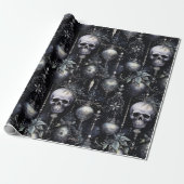 Gothic Spooky Christmas Skulls Geschenkpapier (Ungerollt)