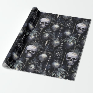 Gothic Spooky Christmas Skulls Geschenkpapier