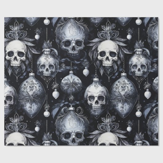 Gothic Spooky Christmas Skulls Geschenkpapier (Flach)