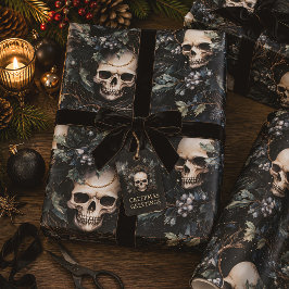 Gothic Spooky Christmas Skulls Geschenkpapier