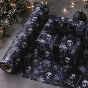 Gothic Spooky Christmas Skulls Geschenkpapier