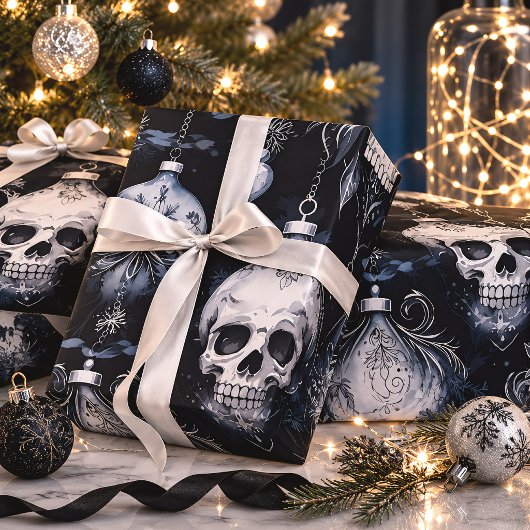 Gothic Spooky Christmas Skulls Geschenkpapier