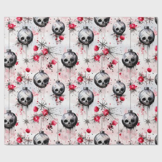 Gothic Spooky Christmas Skulls Geschenkpapier (Flach)