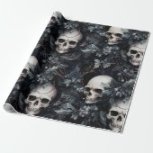 Gothic Spooky Christmas Skulls Geschenkpapier (Ungerollt)
