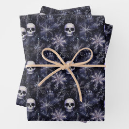 Gothic Spooky Christmas Skulls Geschenkpapier Set