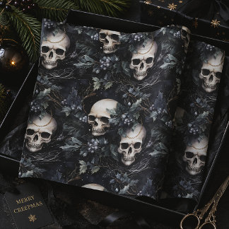 Gothic Spooky Christmas Skulls Seidenpapier