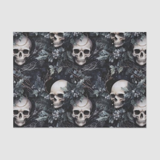 Gothic Spooky Christmas Skulls Seidenpapier (Vorderseite)