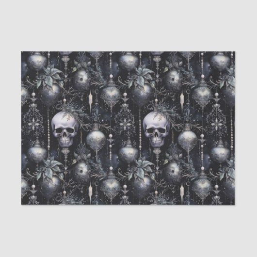Gothic Spooky Christmas Skulls Seidenpapier (Vorderseite)