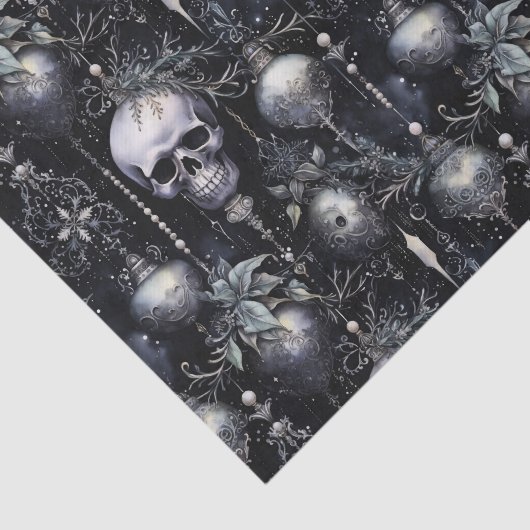 Gothic Spooky Christmas Skulls Seidenpapier (Ausschnitt)