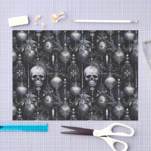 Gothic Spooky Christmas Skulls Seidenpapier (Handwerk)
