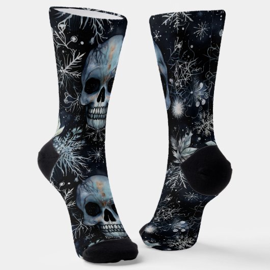 Gothic Spooky Christmas Skulls Socken (Gewinkelt)
