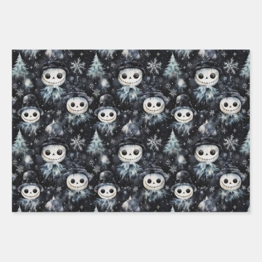 Gothic Spooky Christmas Snowman Geschenkpapier Set (Vorderseite 3)