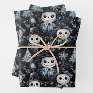 Gothic Spooky Christmas Snowman Geschenkpapier Set
