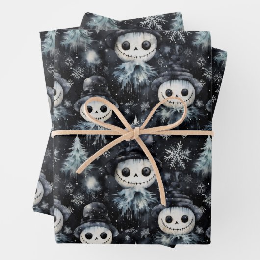 Gothic Spooky Christmas Snowman Geschenkpapier Set (Beispiel)