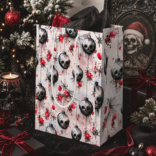Gothic Spooky ChristmasSkulls Mittlere Geschenktüte