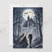 Gothic Spooky Forest Toward Castle TLW26 Dankeskarte (Vorderseite)