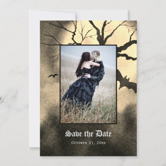 Gothic Spooky Foto Save the Date (Vorderseite)