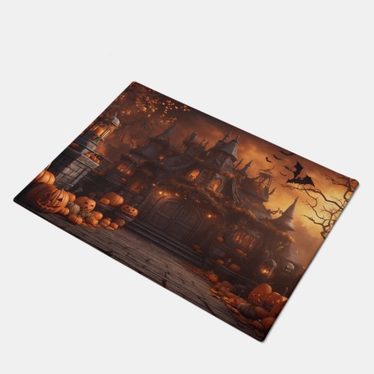 Gothic Spooky Halloween House Beängstigendes Herre Fußmatte (Schrägansicht)