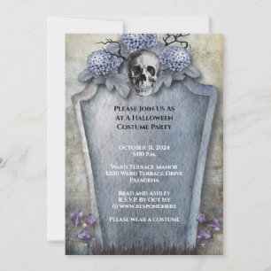 Gothic Spooky Skeleton Halloween-Party Einladung