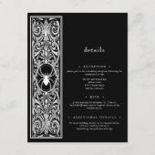 Gothic Spooky Spider Schwarz-weiße Hochzeit Begleitkarte (Vorderseite)